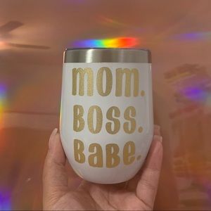 Mom Boss Babe Custom Double Wall 12Oz Wine Tumbler